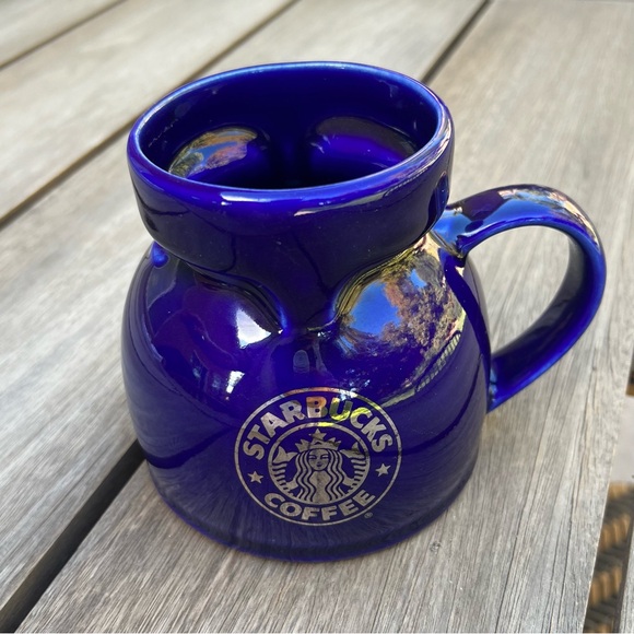 Vintage Starbucks Cobalt Blue Ceramic No Spill Travel Mug - Picture 4 of 11